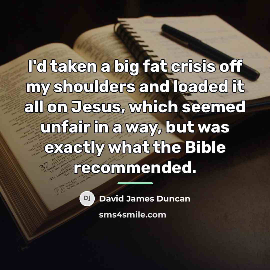 “I'd taken a big fat crisis off my shoulders and…” quote by David James Duncan