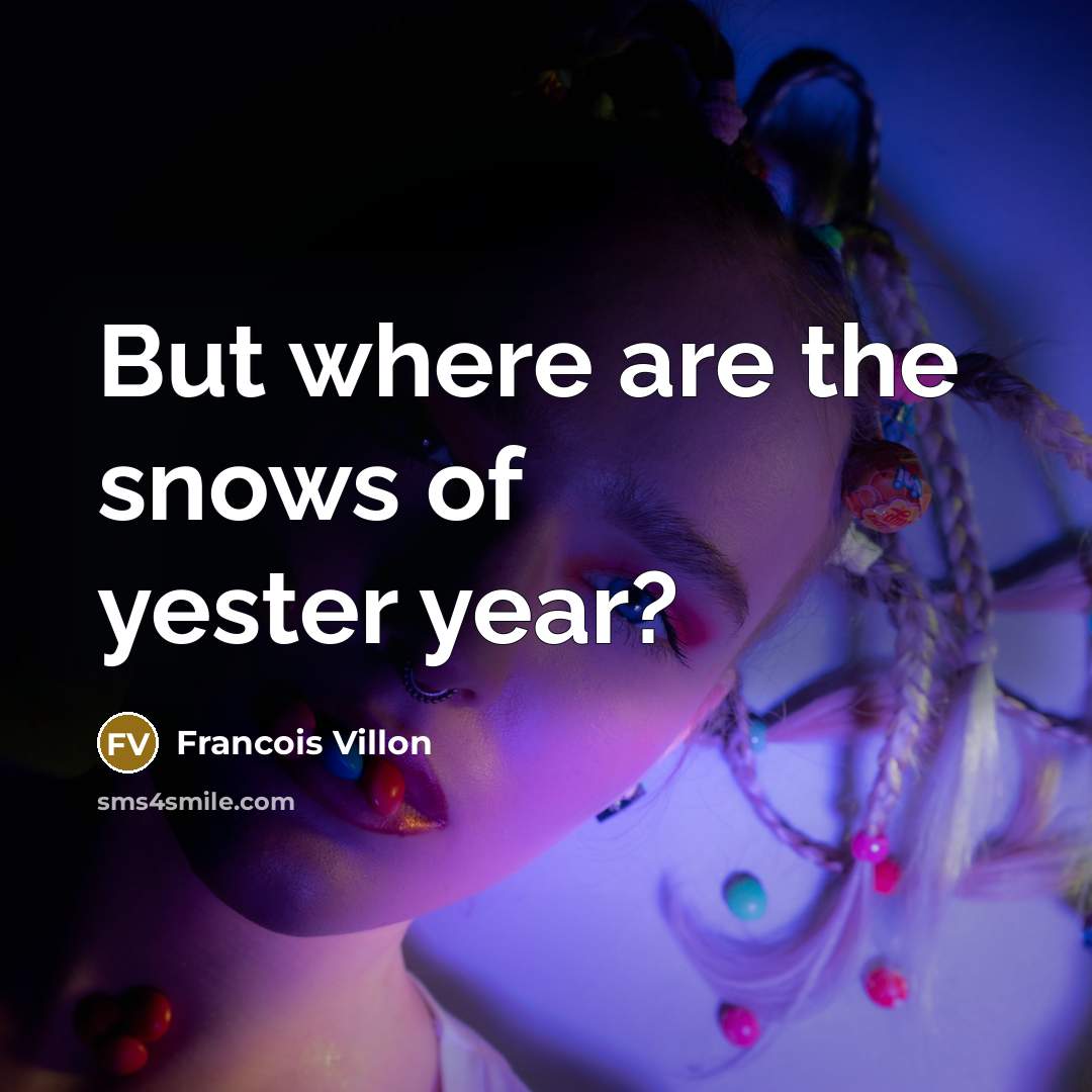 “But where are the snows of yester year?” quote by Francois Villon