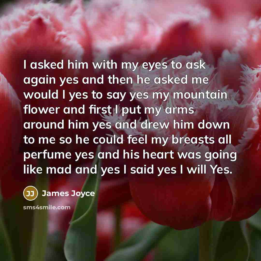 “I asked him with my eyes to ask again yes…” quote by James Joyce