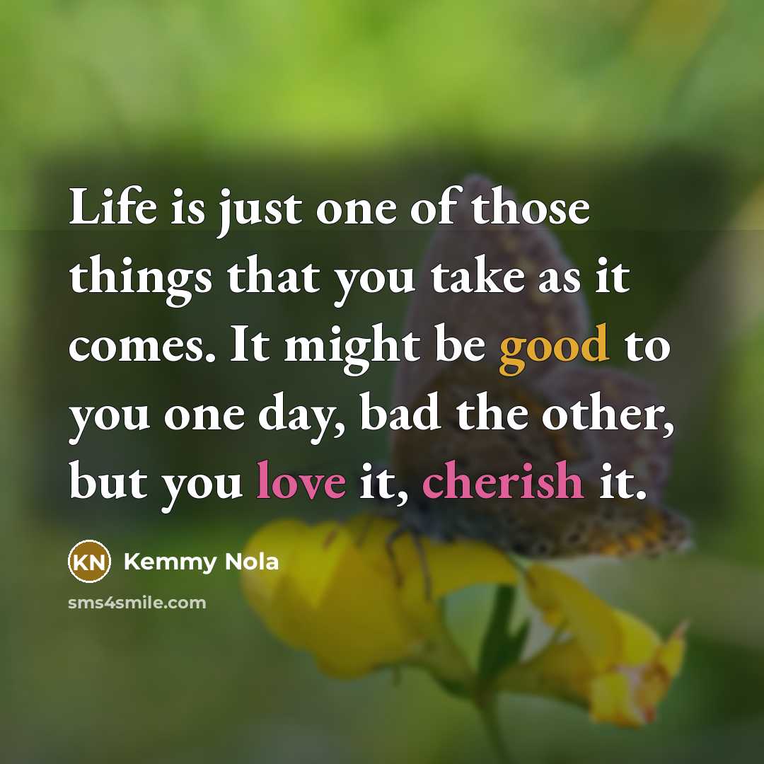 “Life is just one of those things that you take…” quote by Kemmy Nola