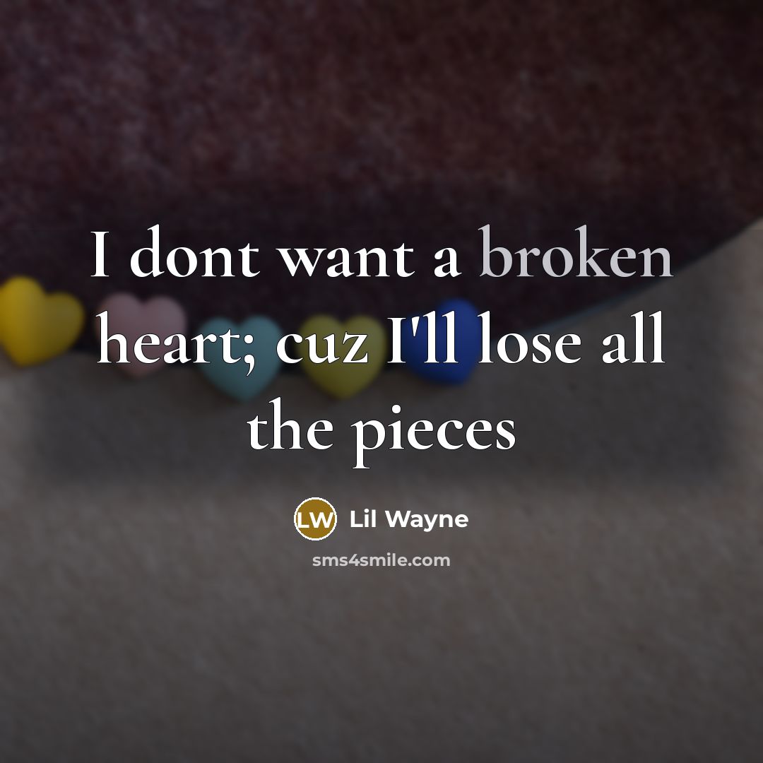 “I dont want a broken heart; cuz I'll lose all…” quote by Lil Wayne