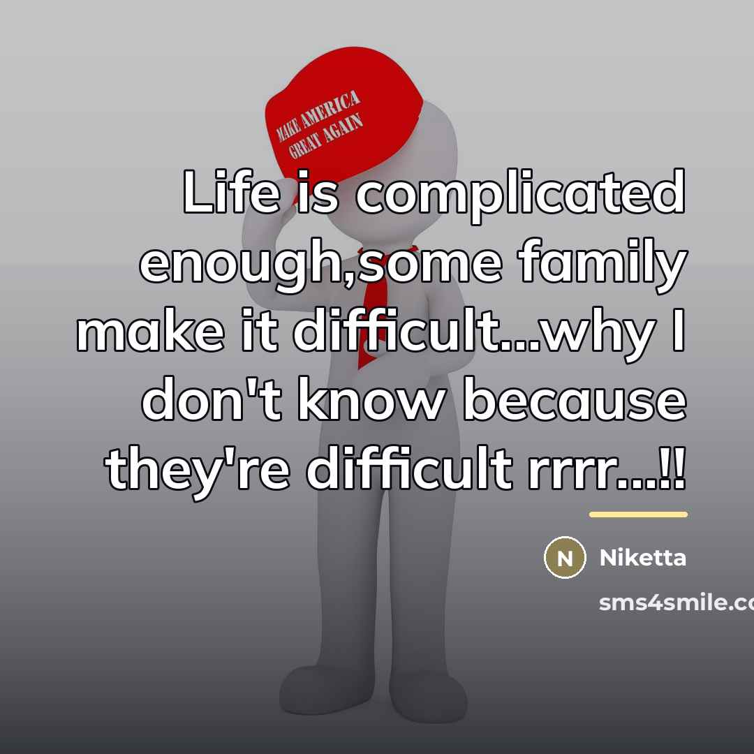 “Life is complicated enough,some family make it difficult...why I don't…” quote by Niketta