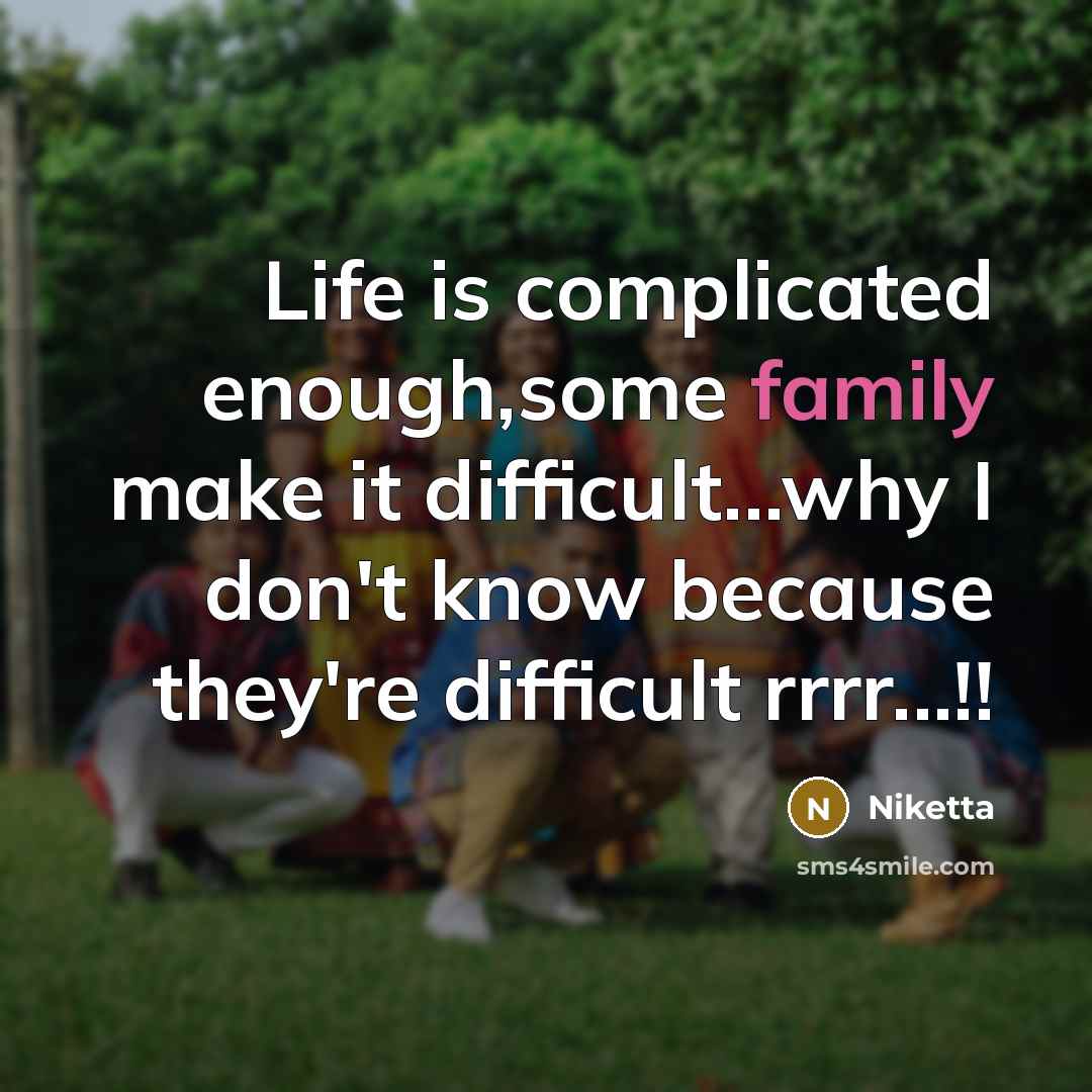 “Life is complicated enough,some family make it difficult...why I don't know because they're difficult rrrr...!!” quote by Niketta