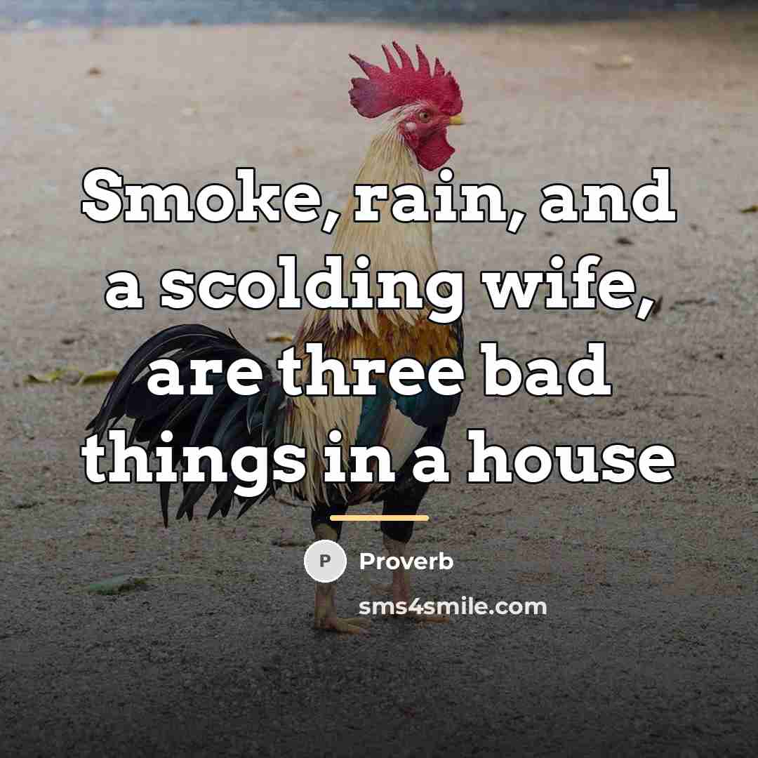 “Smoke, rain, and a scolding wife, are three bad things…” quote by Proverb