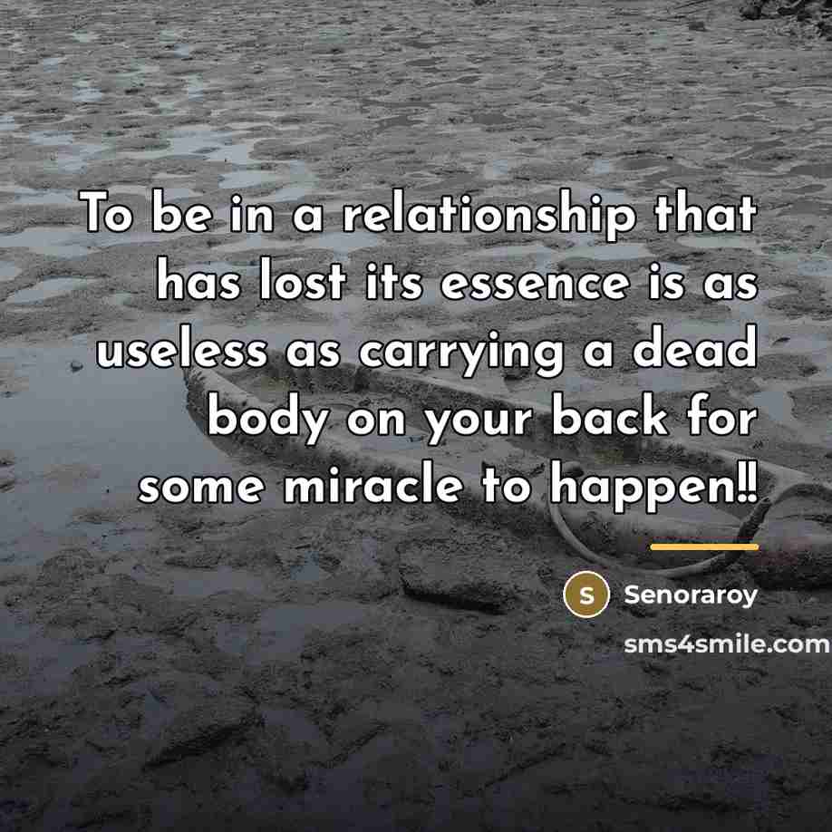 “To be in a relationship that has lost its essence…” quote by Senoraroy