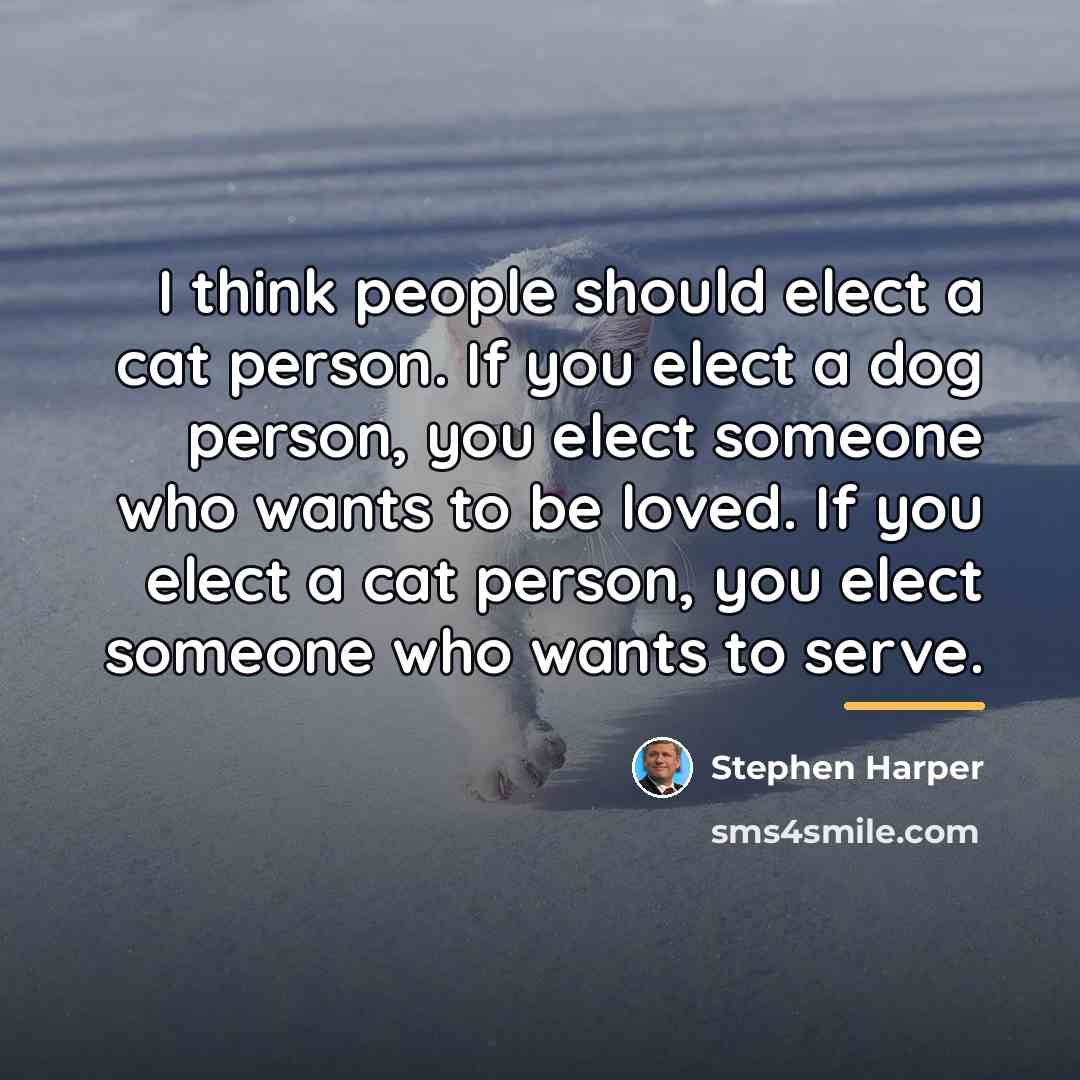 “I think people should elect a cat person. If you…” quote by Stephen Harper