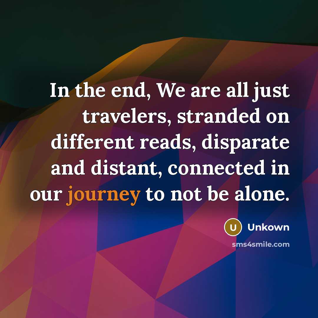 “In the end, We are all just travelers, stranded on…” quote by Unkown