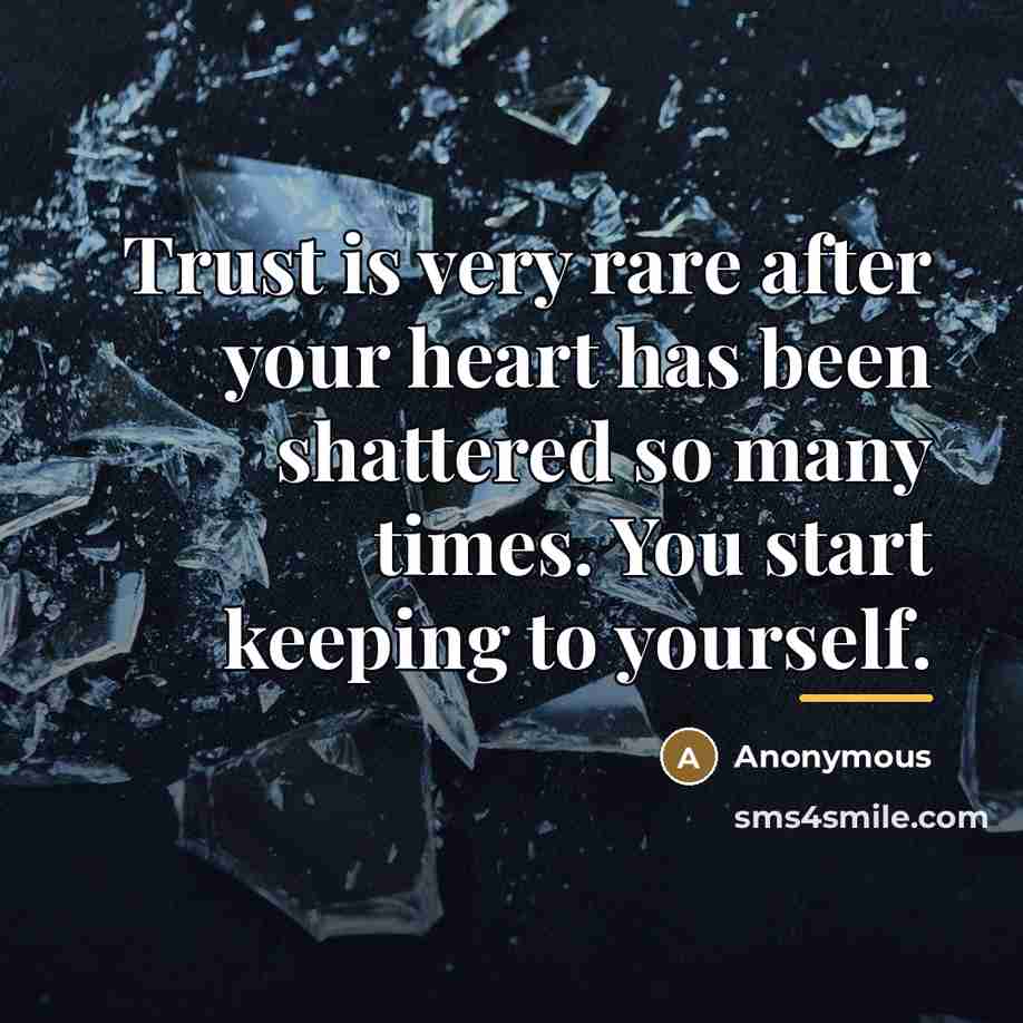 “Trust is very rare after your heart has been shattered…” quote by Anonymous