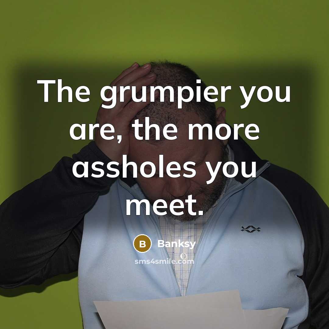“The grumpier you are, the more assholes you meet.” quote by Banksy