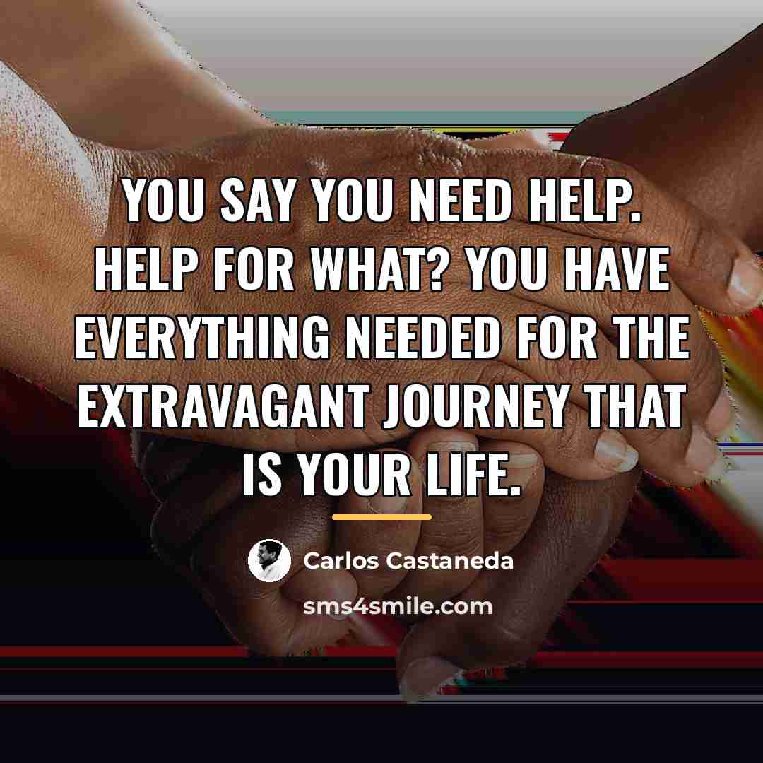 “You say you need help. Help for what? You have…” quote by Carlos Castaneda