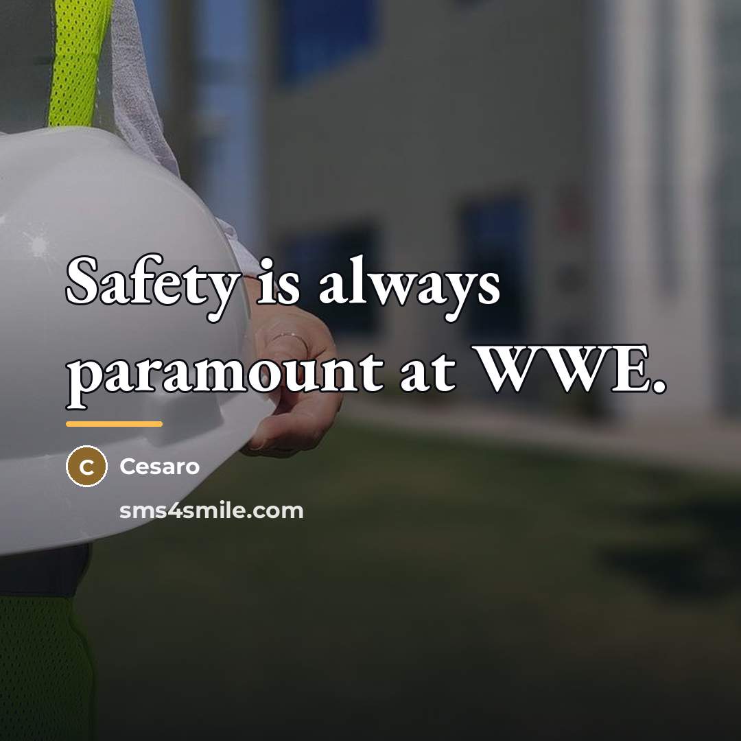“Safety is always paramount at WWE.…” quote by Cesaro