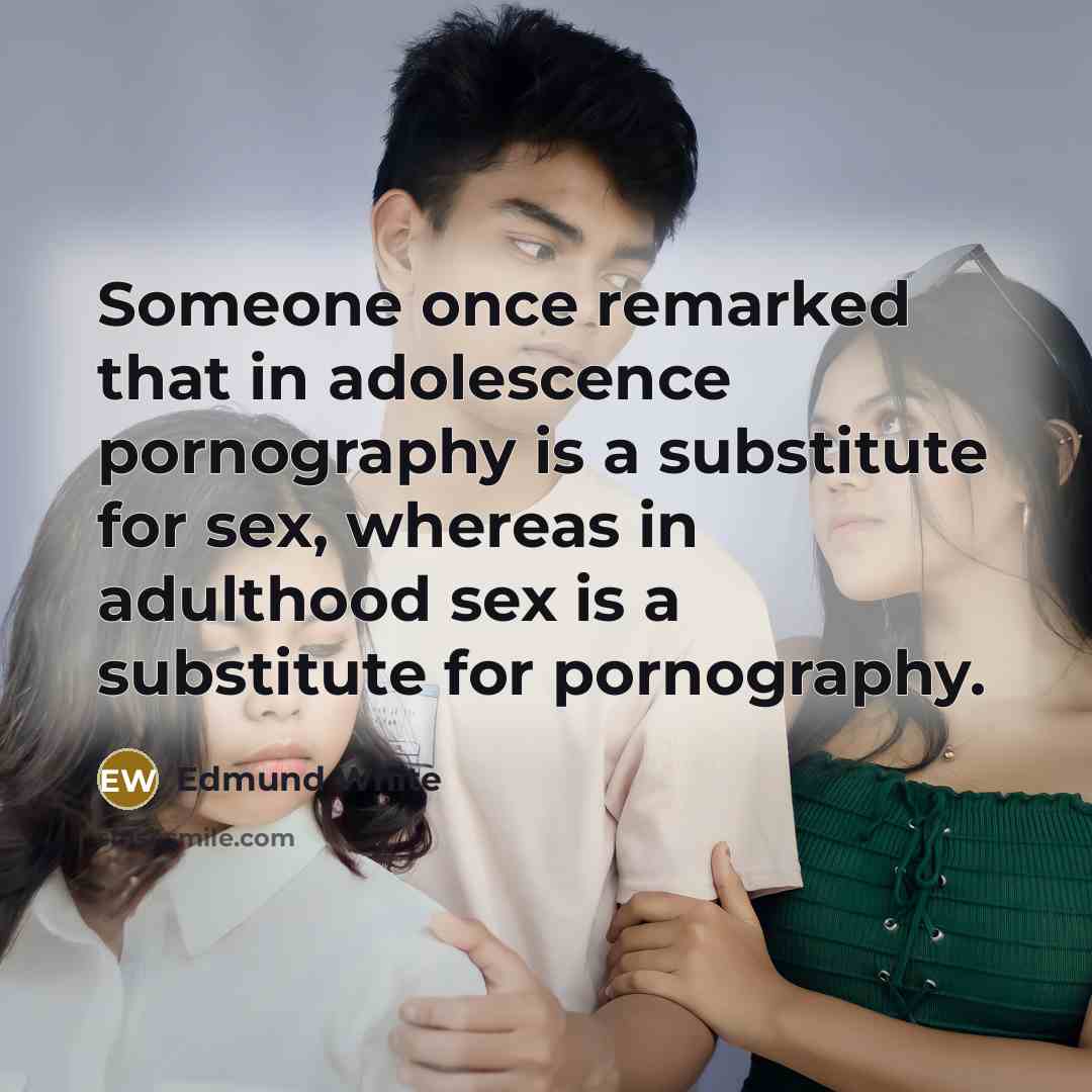 “Someone once remarked that in adolescence pornography is a substitute…” quote by Edmund White