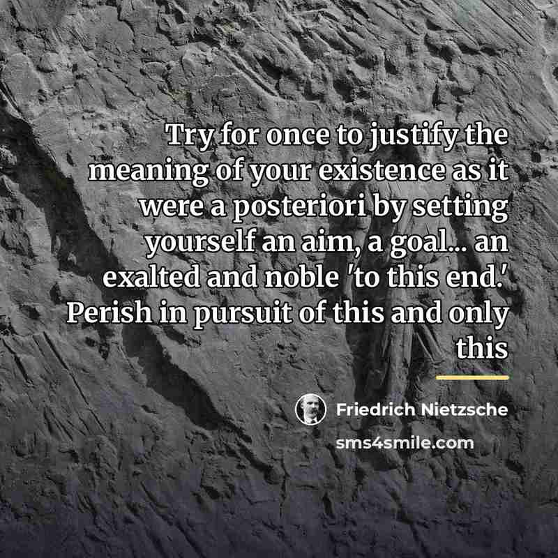 “Try for once to justify the meaning of your existence…” quote by Friedrich Nietzsche