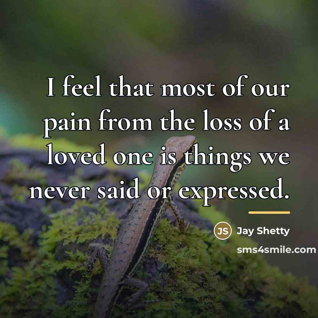“I feel that most of our pain from the loss…” quote by Jay Shetty
