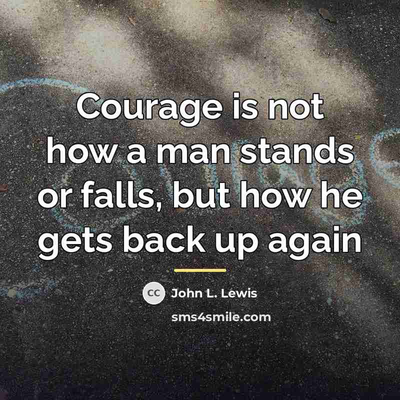 “Courage is not how a man stands or falls, but…” quote by John L. Lewis