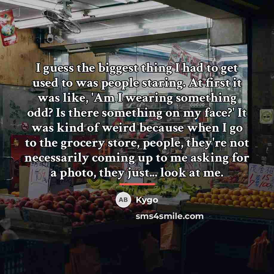 “I guess the biggest thing I had to get used…” quote by Kygo