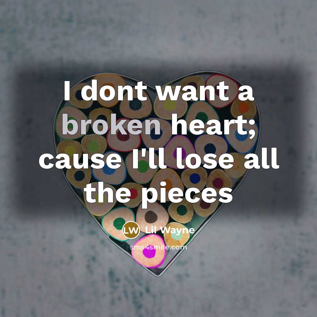 “I dont want a broken heart; cause I'll lose all…” quote by Lil Wayne