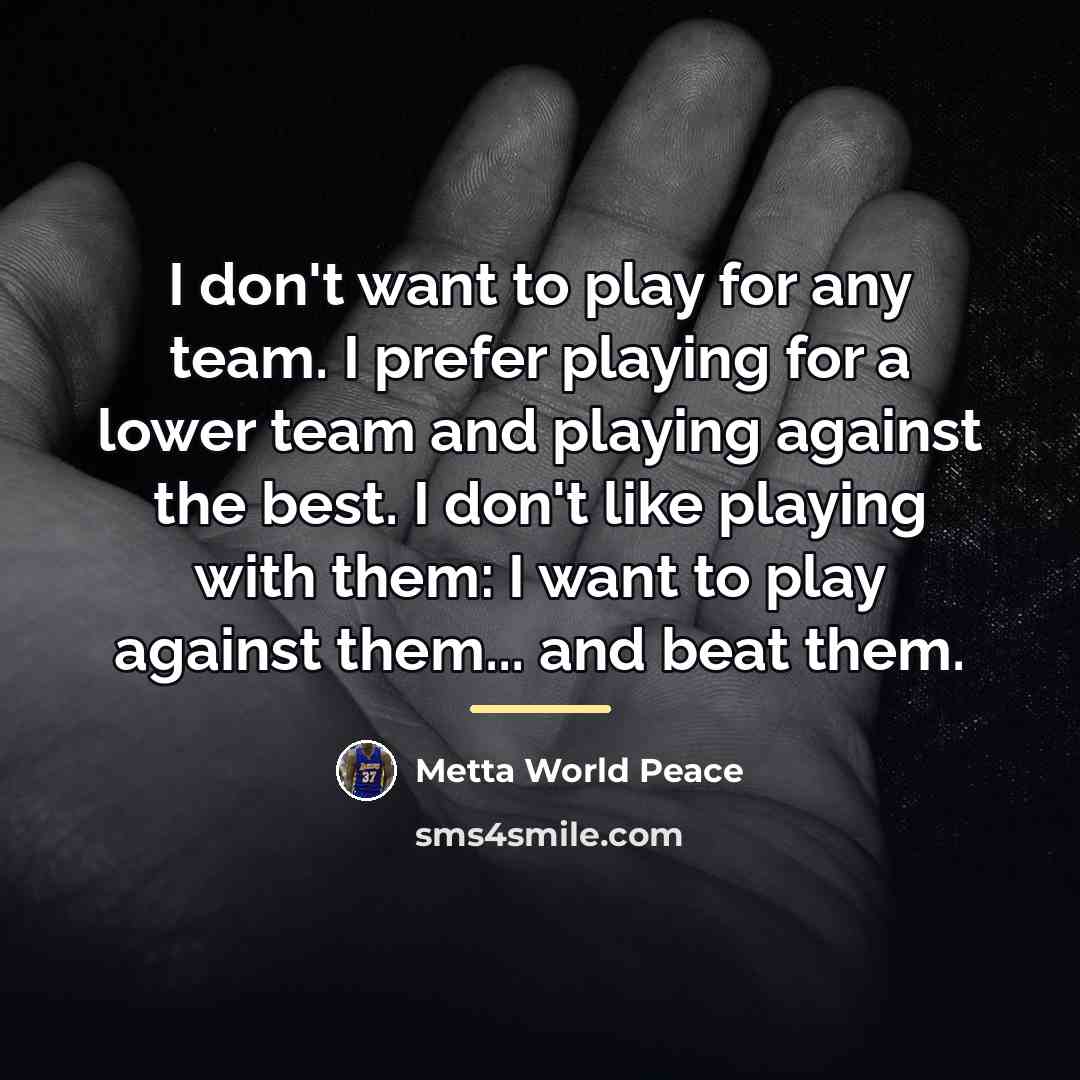 “I don't want to play for any team. I prefer…” quote by Metta World Peace