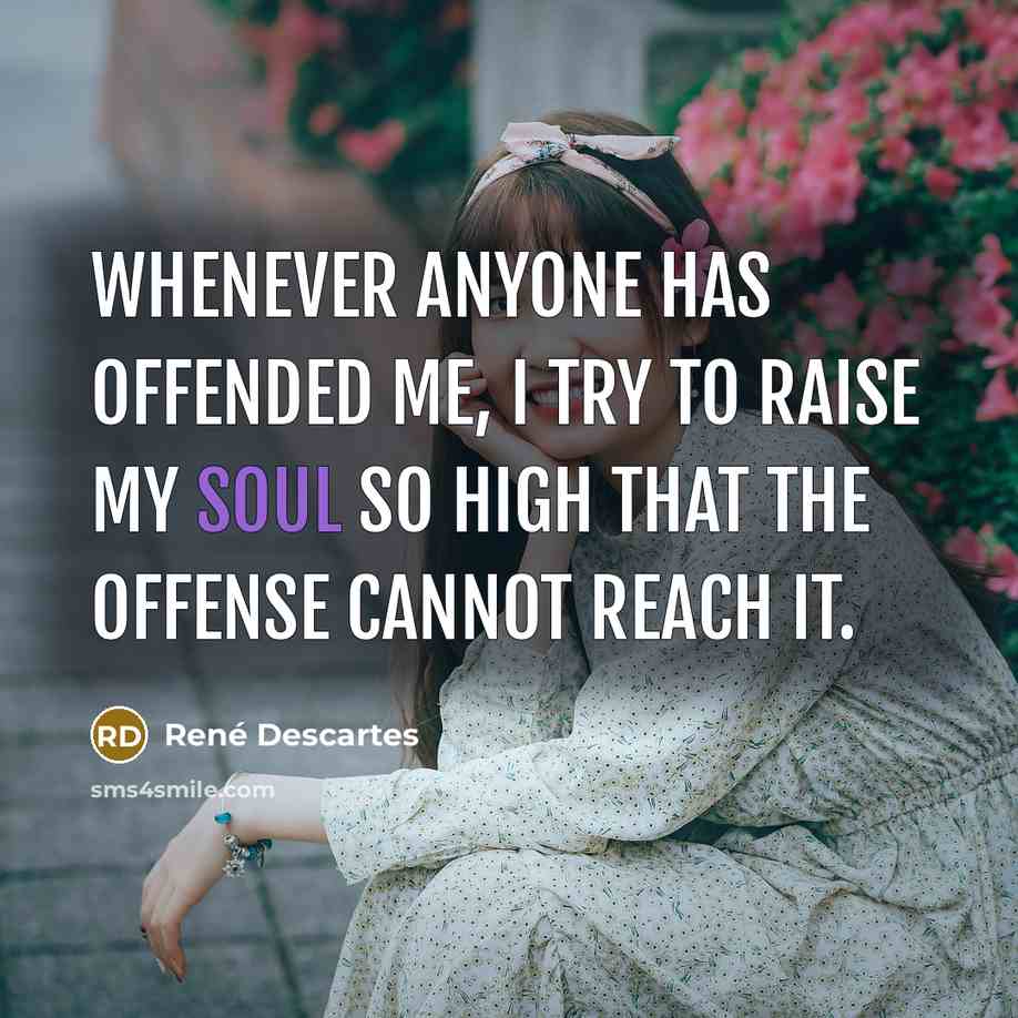 “Whenever anyone has offended me, I try to raise my…” quote by Rene Descartes