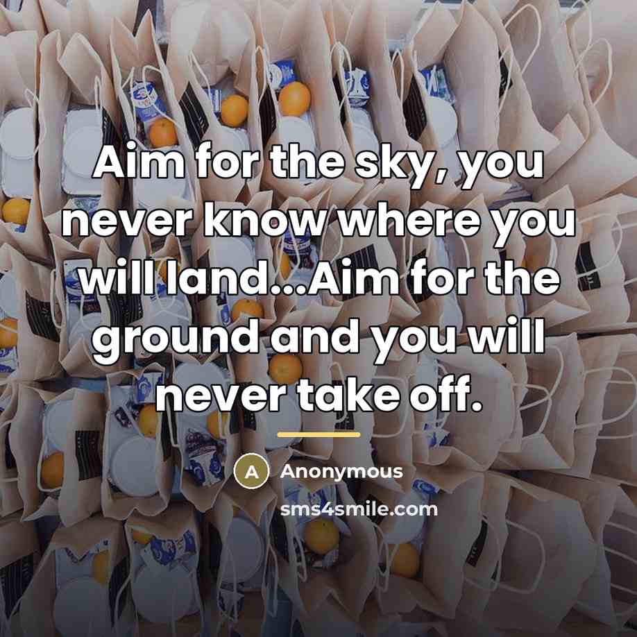 “Aim for the sky, you never know where you will…” quote by Anonymous