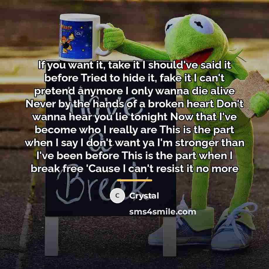 “If you want it, take it I should've said it…” quote by Crystal