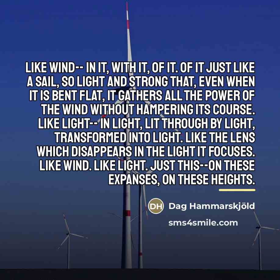 “Like wind-- In it, with it, of it. Of it…” quote by Dag Hammarskjold