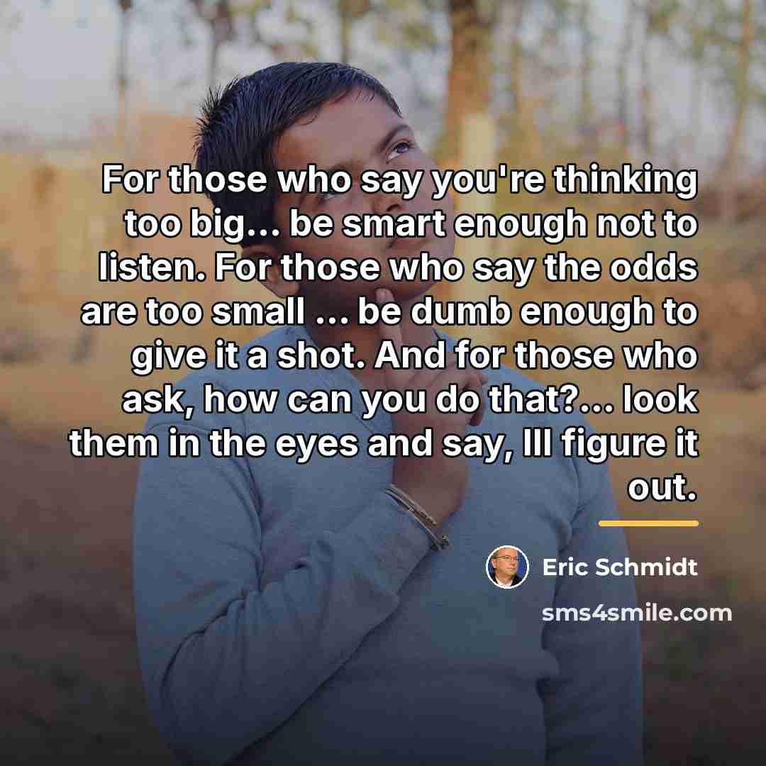 “For those who say you're thinking too big... be smart…” quote by Eric Schmidt