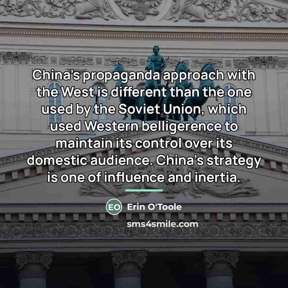 “China's propaganda approach with the West is different than the…” quote by Erin O'Toole