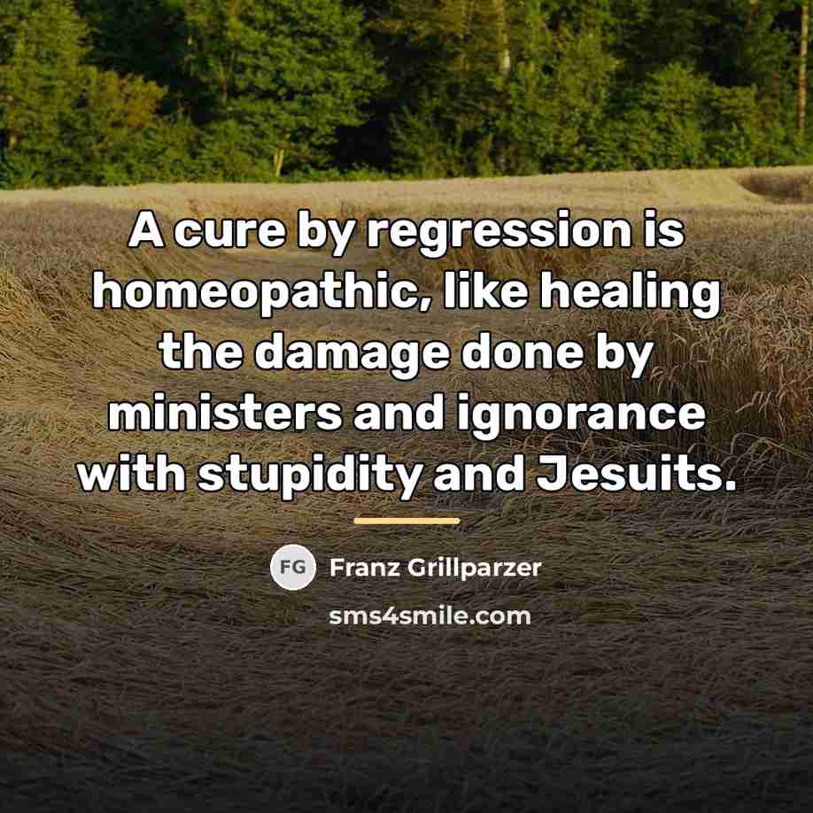 “A cure by regression is homeopathic, like healing the damage…” quote by Franz Grillparzer