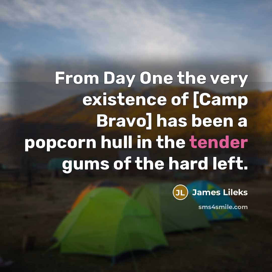 “From Day One the very existence of [Camp Bravo] has…” quote by James Lileks