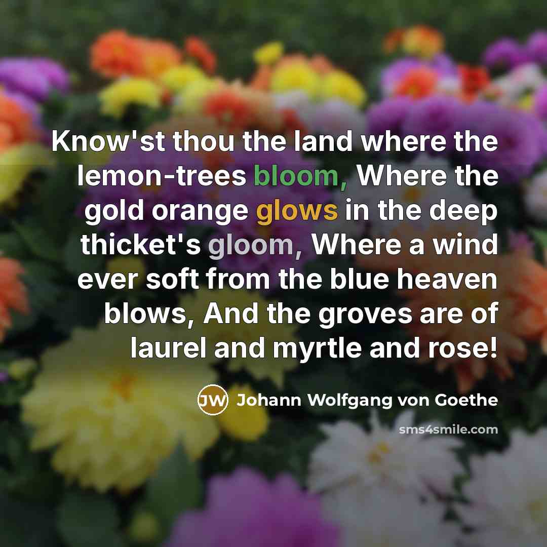 “Know'st thou the land where the lemon-trees bloom, Where the…” quote by Johann Wolfgang von Goethe