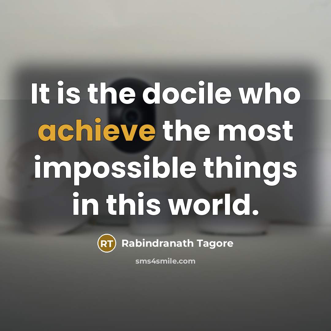 “It is the docile who achieve the most impossible things…” quote by Rabindranath Tagore