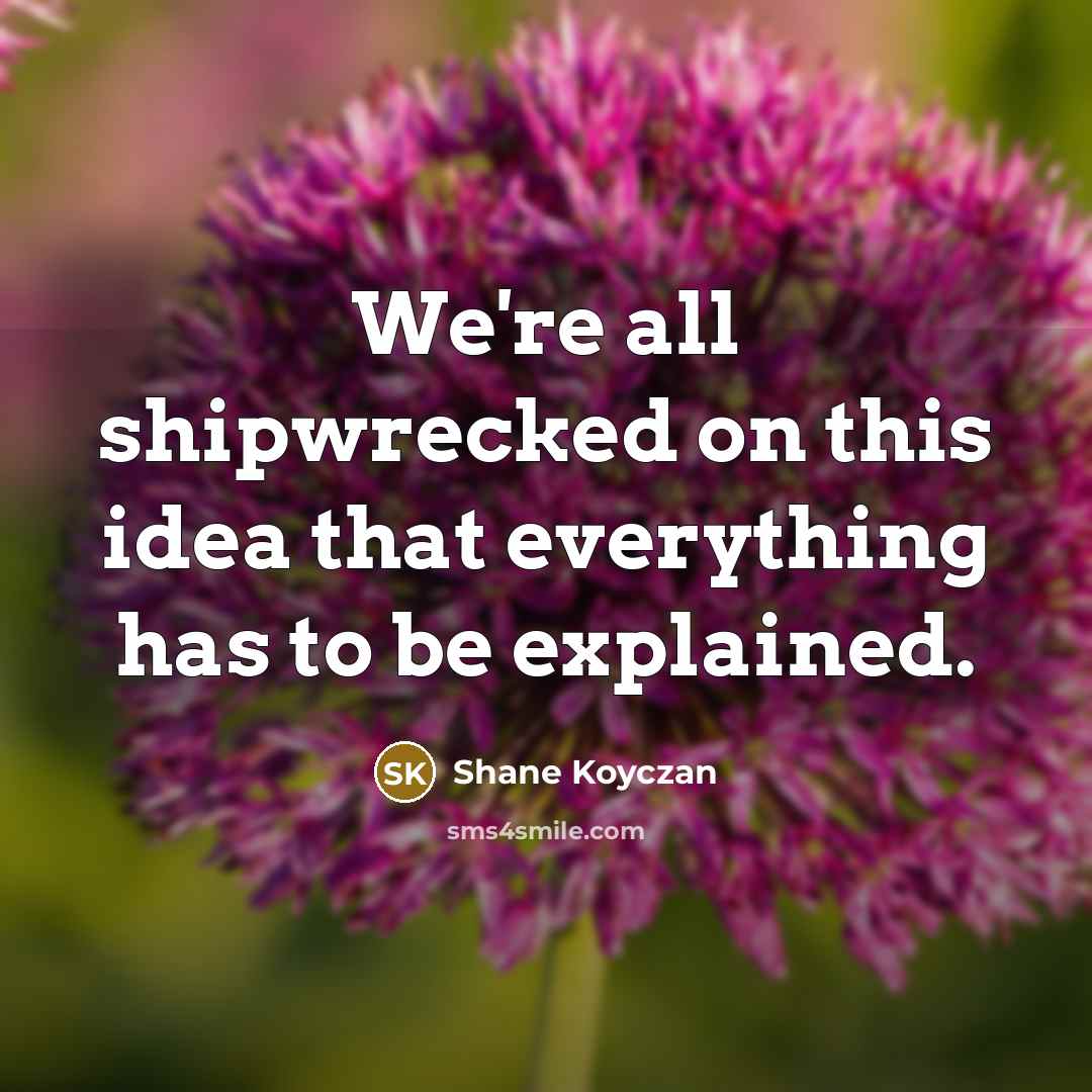 “We're all shipwrecked on this idea that everything has to…” quote by Shane Koyczan