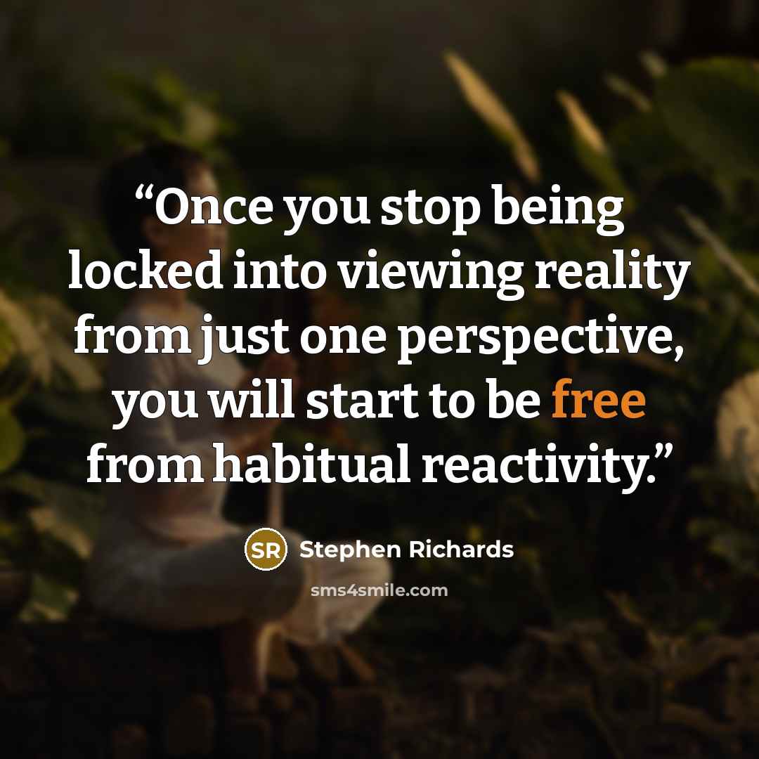 “Once you stop being locked into viewing reality from just one perspective, you will start to be free from habitual reactivity.” quote by Stephen Richards