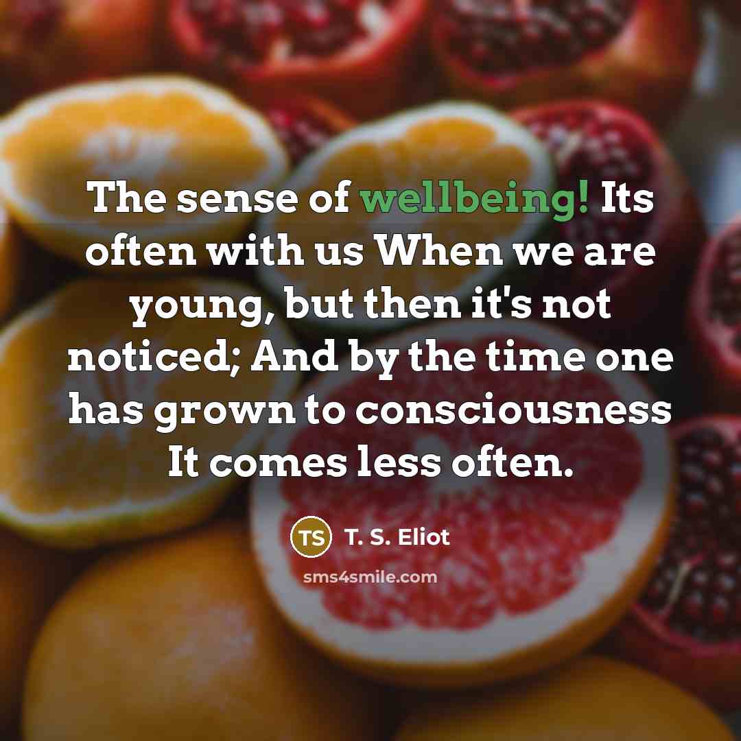 “The sense of wellbeing! Its often with us When we…” quote by T. S. Eliot