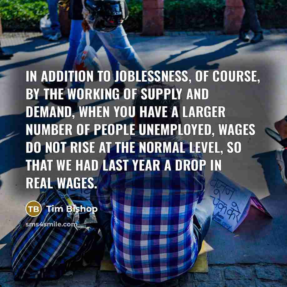 “In addition to joblessness, of course, by the working of…” quote by Tim Bishop