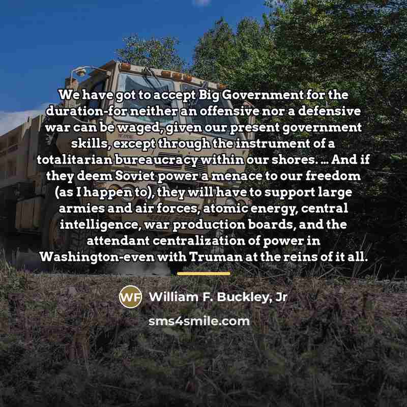“We have got to accept Big Government for the duration-for…” quote by William F. Buckley, Jr