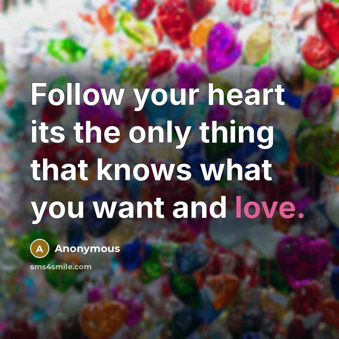 “Follow your heart its the only thing that knows what…” quote by Anonymous