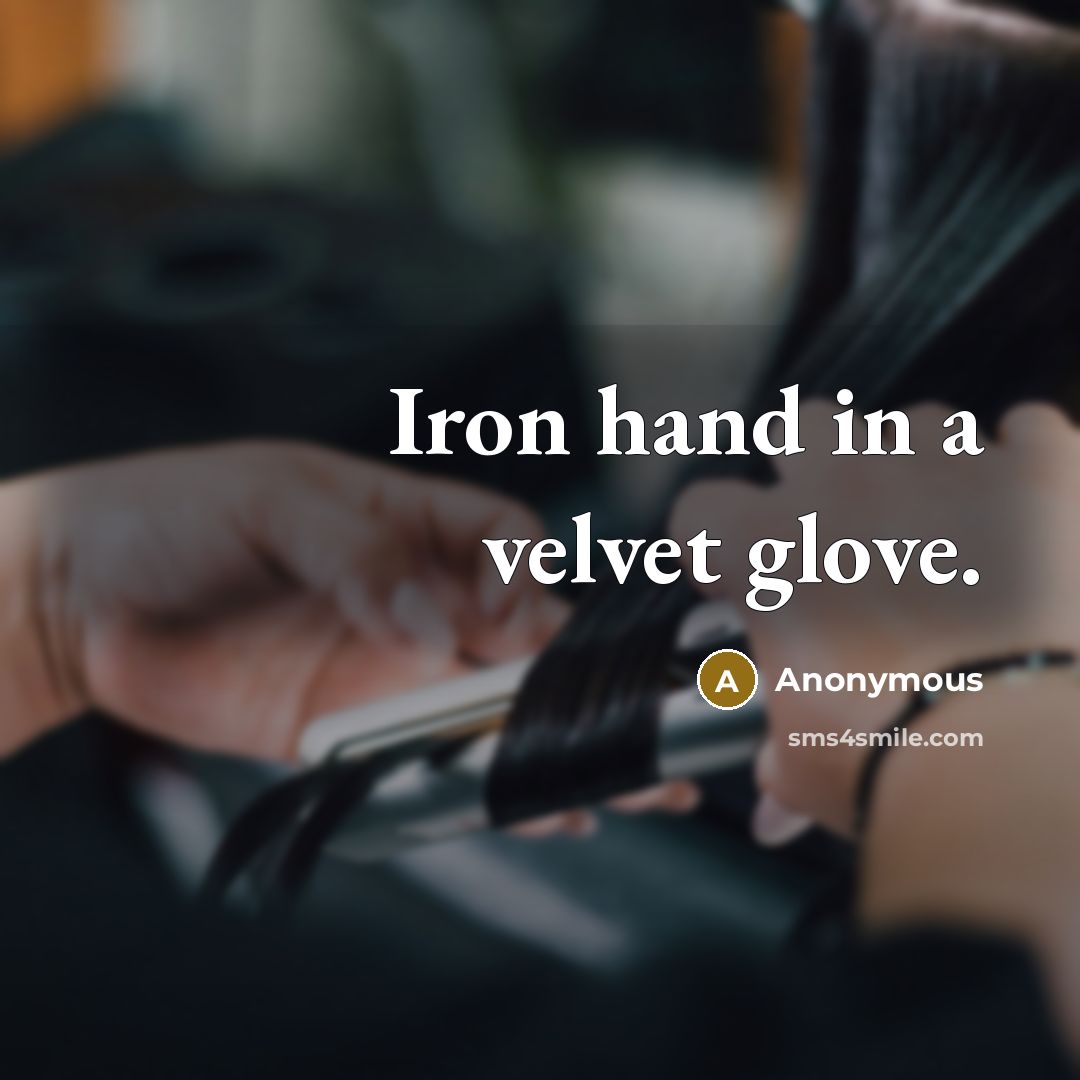 “Iron hand in a velvet glove.” quote by Anonymous