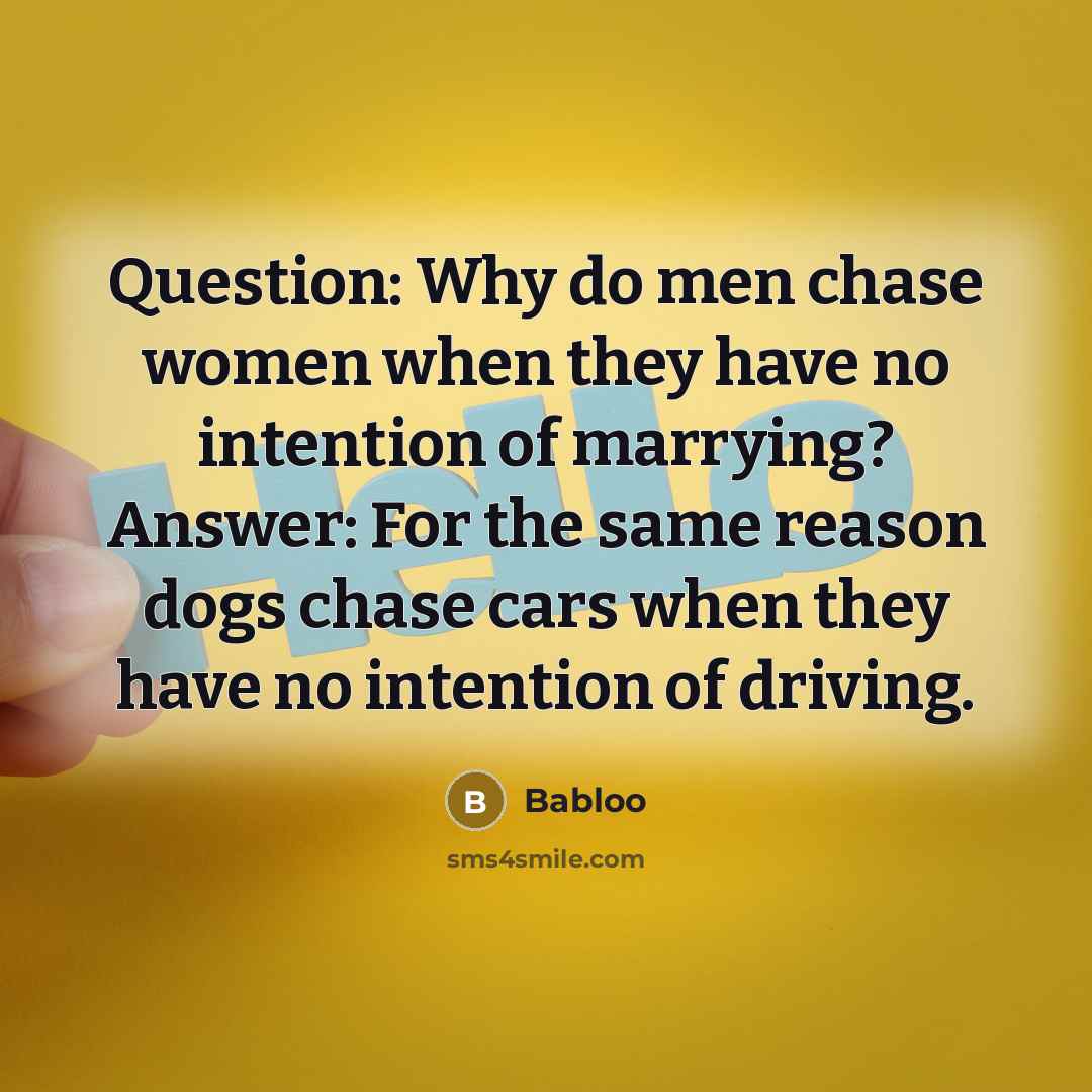 “Question: Why do men chase women when they have no…” quote by Babloo