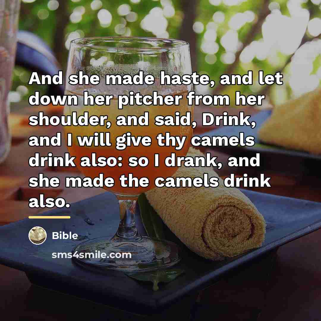 “And she made haste, and let down her pitcher from…” quote by Bible