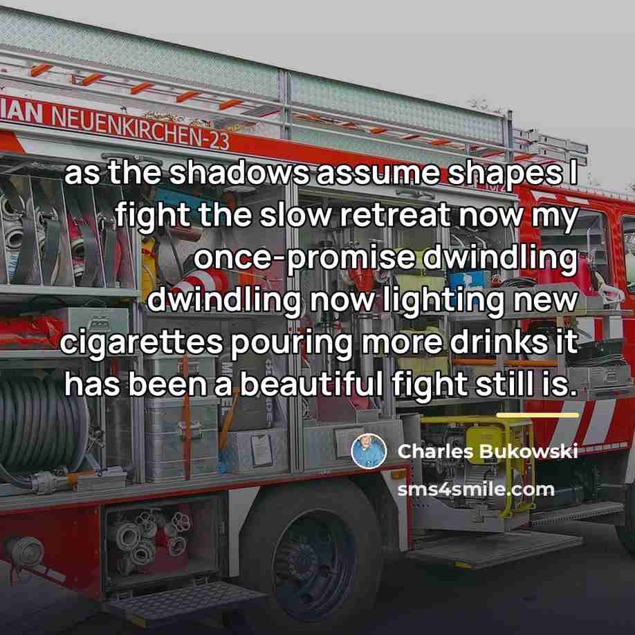 “as the shadows assume shapes I fight the slow retreat…” quote by Charles Bukowski