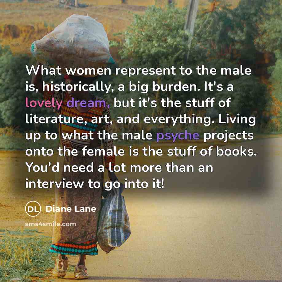 “What women represent to the male is, historically, a big…” quote by Diane Lane