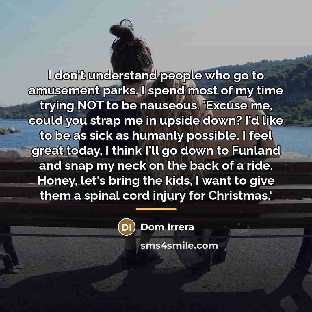 “I don't understand people who go to amusement parks. I…” quote by Dom Irrera