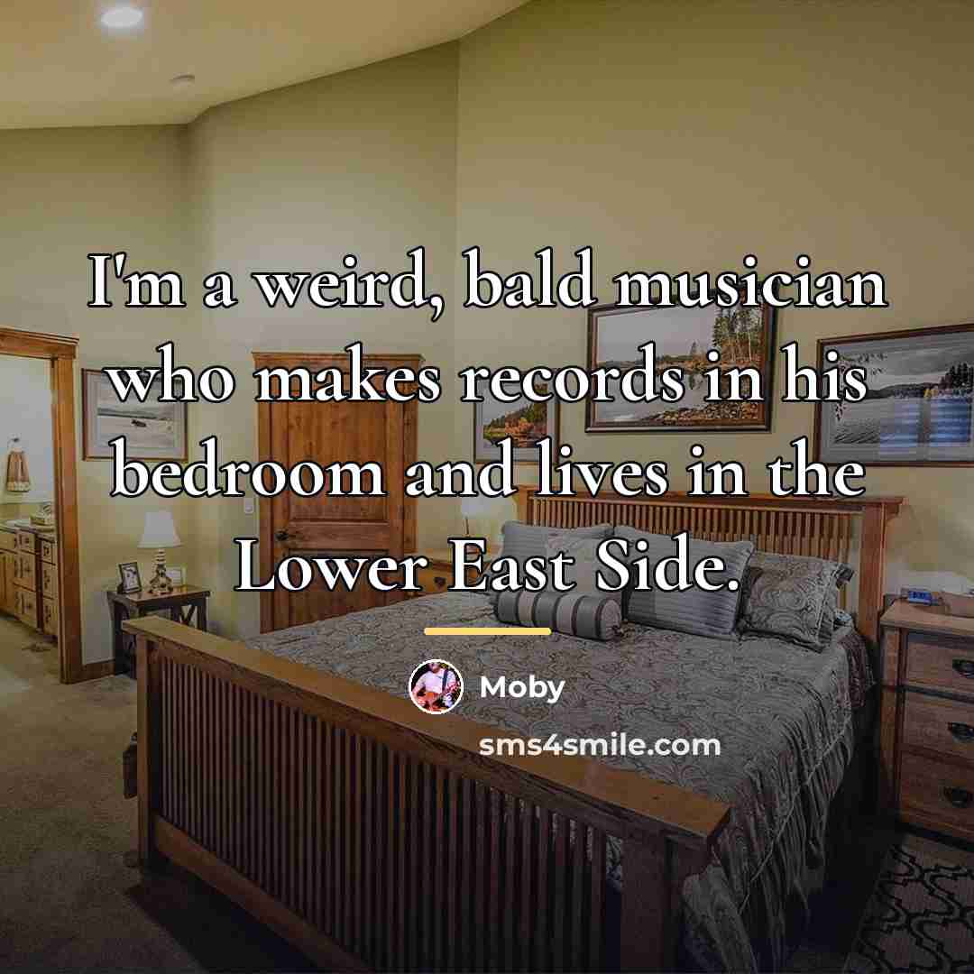 “I'm a weird, bald musician who makes records in his…” quote by Moby
