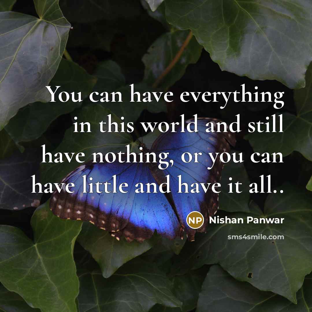 “You can have everything in this world and still have…” quote by Nishan Panwar