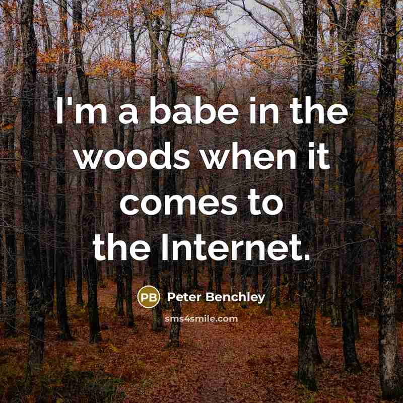 “I'm a babe in the woods when it comes to…” quote by Peter Benchley