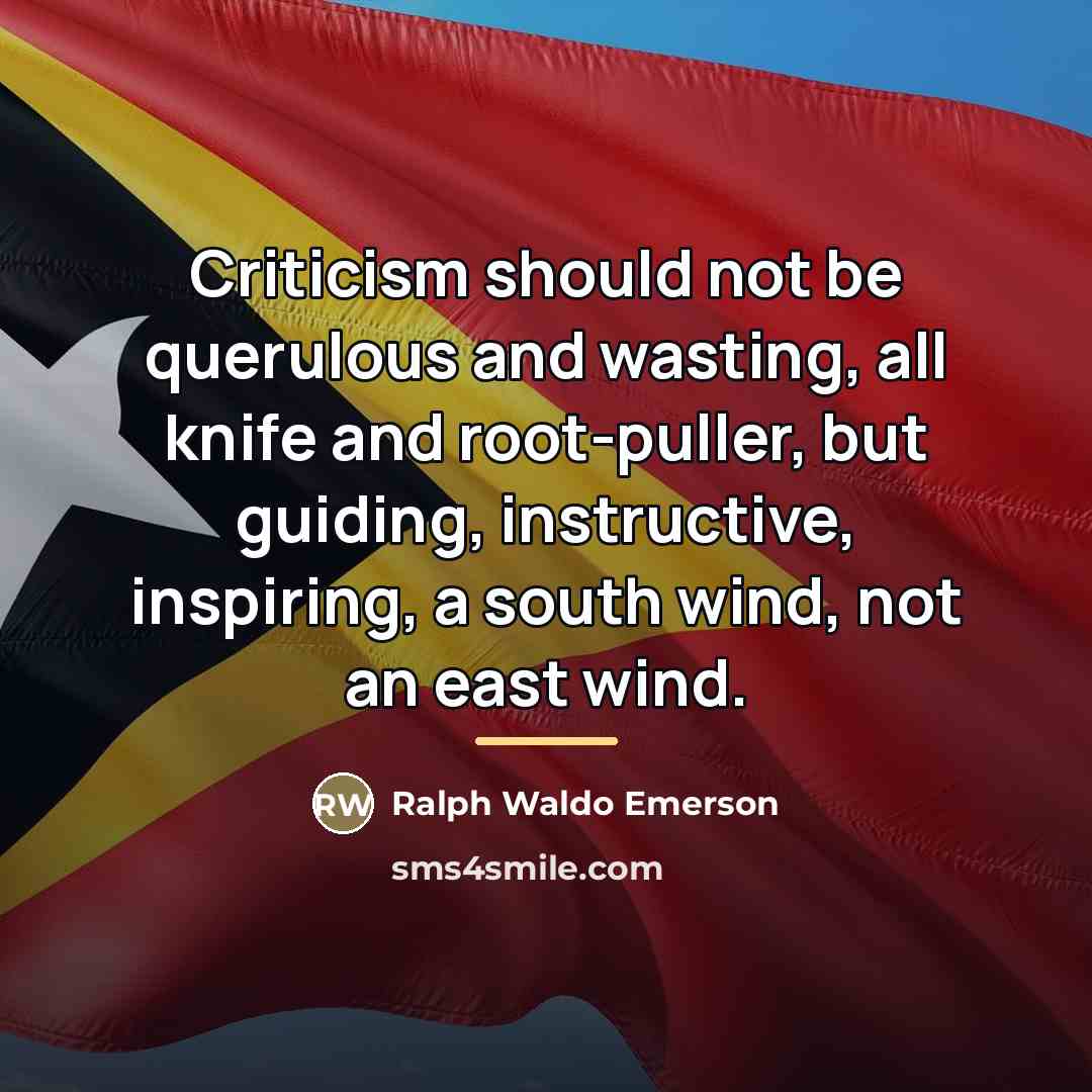 “Criticism should not be querulous and wasting, all knife and…” quote by Ralph Waldo Emerson