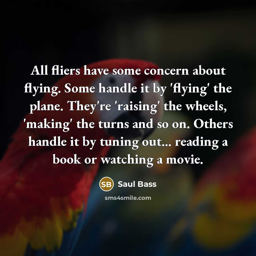 “All fliers have some concern about flying. Some handle it…” quote by Saul Bass