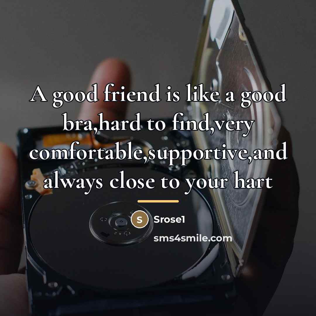 “A good friend is like a good bra,hard to find,very…” quote by Srose1